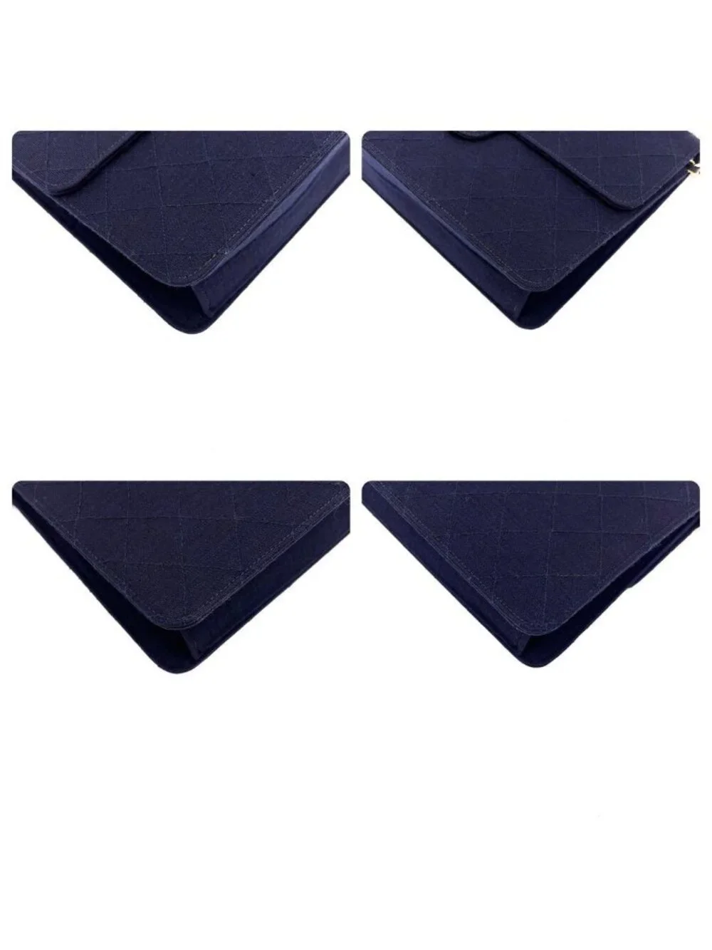 Chanel Quilted Cotton Chain Shoulder Bag Navy Gold